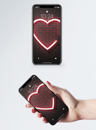 折纸心形七夕情人节海报发光心手机壁纸模板