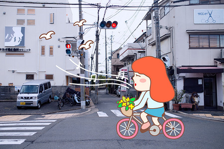 单车摄影街道创意摄影插画插画