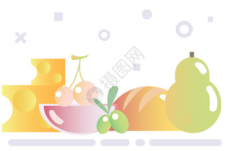 清新瓜果食物插画图片