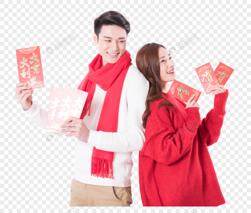 喜庆的新年情侣人像图片