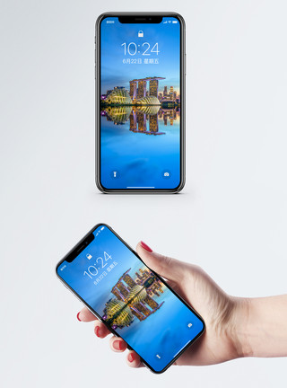 新加坡城市建设城市倒影手机壁纸模板