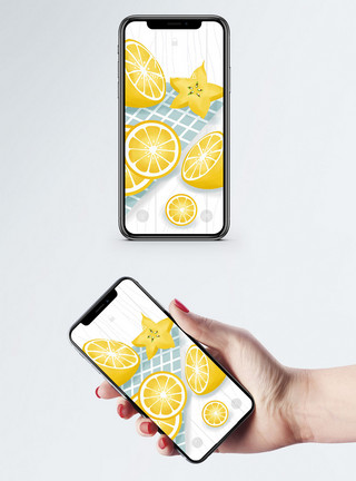 柠檬背景插画卡通手机壁纸模板