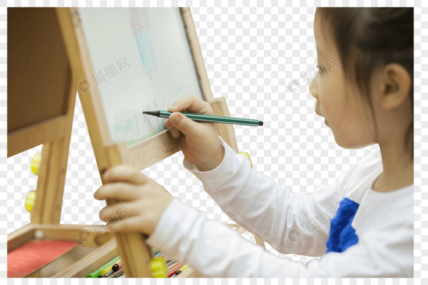 女孩在学习画画图片