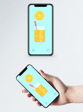 新鲜橘子和果汁小清新手机壁纸模板