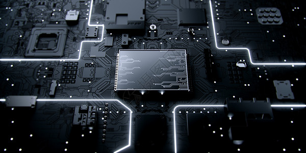 电子生产线科技芯片场景设计图片
