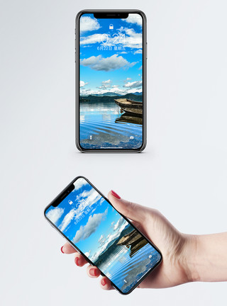 美丽的泸沽湖风景泸沽湖秋景手机壁纸模板