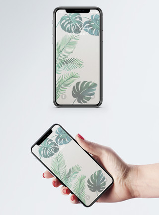 龟背叶绿植植物背景手机壁纸模板