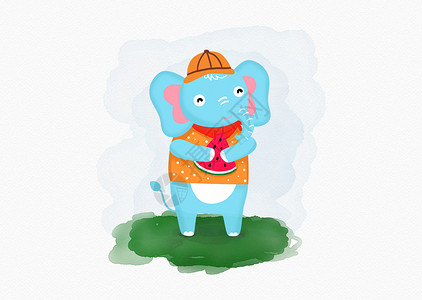 大象森林可爱大象插画