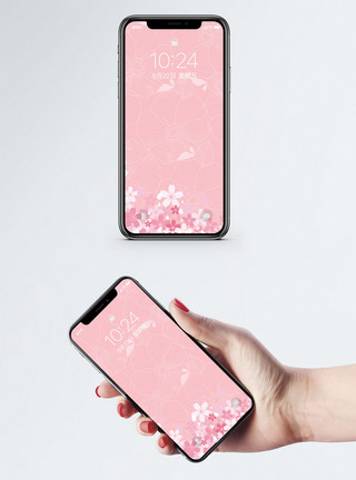 粉色小花花环小清新手机壁纸模板