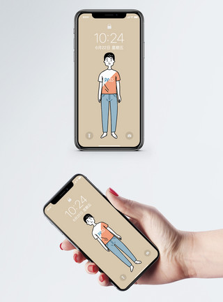人物男生时尚插画男生手机壁纸模板