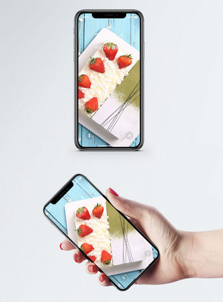 创意草莓蛋糕小清新手机壁纸模板