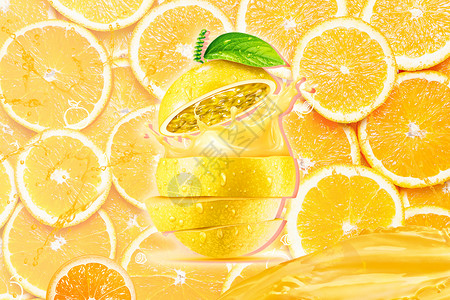 橙色橘子清爽夏季设计图片