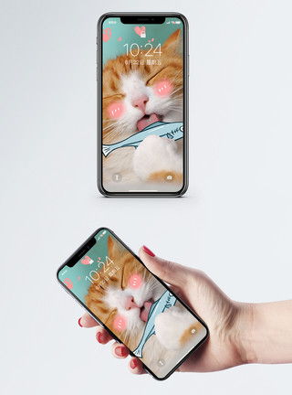 伸懒腰猫猫可爱手机壁纸模板