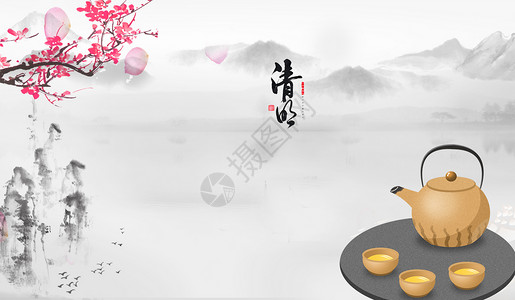 樱花茶茶文化设计图片