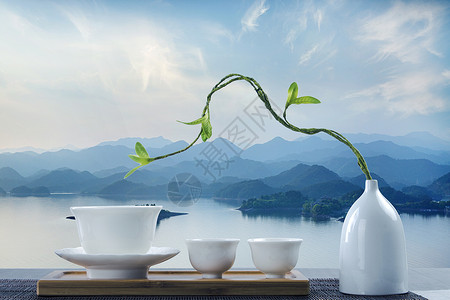 两个茶杯茶文化设计图片