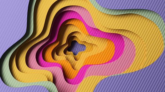 紫色几何体3d剪纸空间设计图片