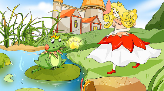 城堡公主青蛙王子插画