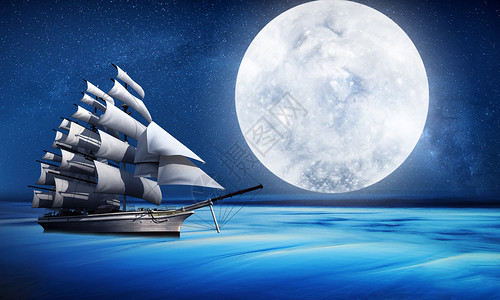 帆船美甲素材梦幻畅游星空设计图片