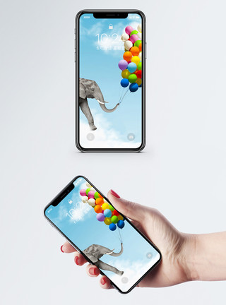 气球动物创意大象手机壁纸模板