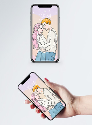 幸福男女情侣手机壁纸模板