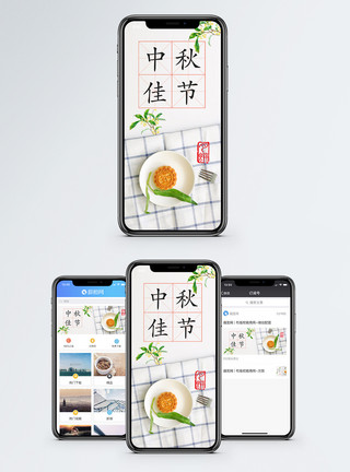 科技banner中秋佳节桂花月饼简洁手机海报配图模板