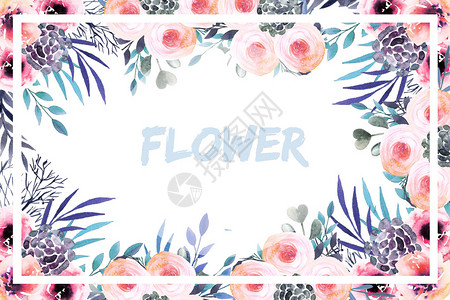 多肉素材模板水彩花卉背景插画