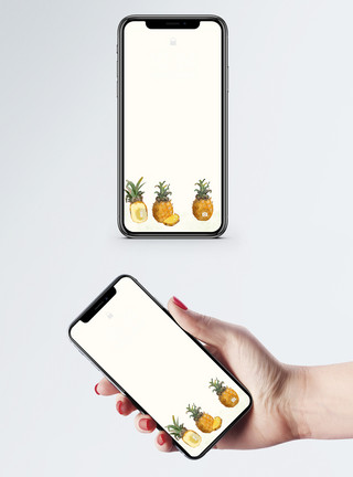 菠萝创意手绘菠萝手机壁纸模板