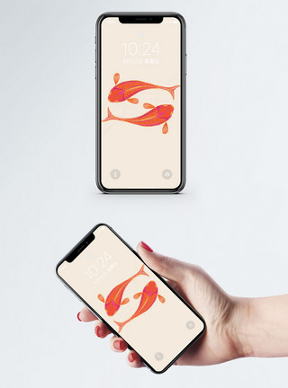 红尾鱼红鲤鱼手机壁纸模板