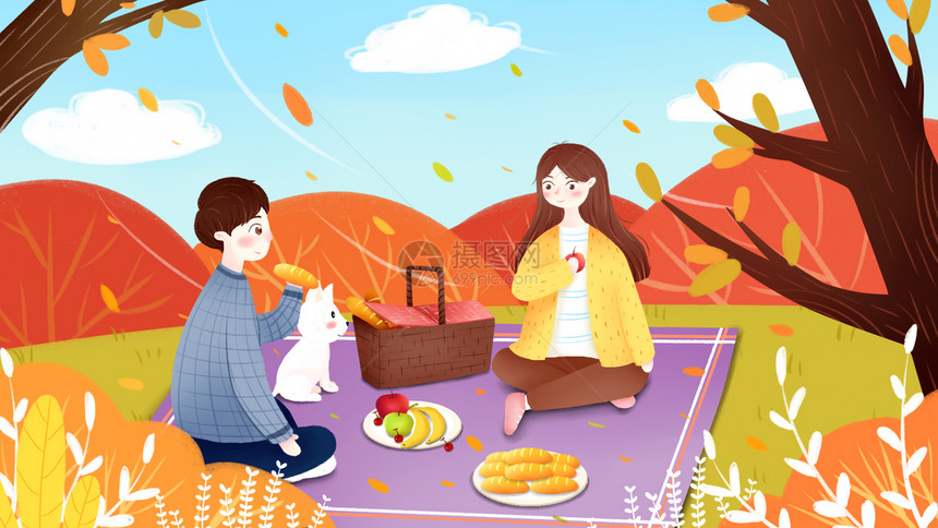 秋天野餐秋游图片
