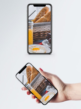法棍面包早餐手机壁纸模板