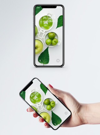 新鲜青苹果青苹果手机壁纸模板