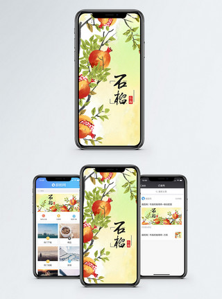 秋收果实石榴手机海报配图模板