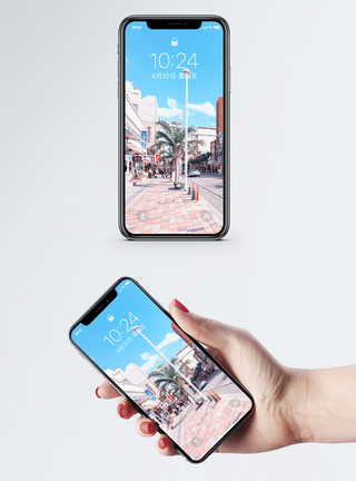 商业街背景冲绳商业街手机壁纸模板