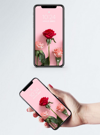 玫瑰花粉红背景爱情手机壁纸模板