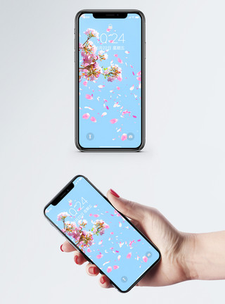 美丽瀑布景色花卉手机壁纸模板