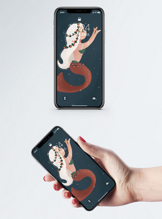 卡通美人鱼美人鱼手机壁纸模板