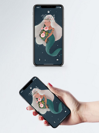 俏皮的美人鱼美人鱼手机壁纸模板