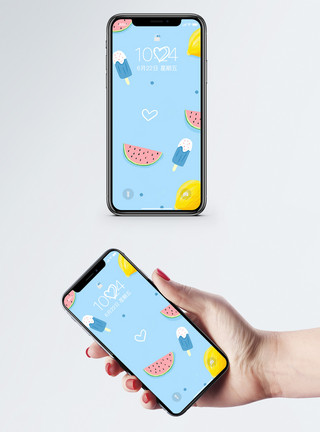 柠檬背景插画小清新手机壁纸模板