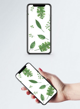 绿色水彩植物植物背景手机壁纸模板