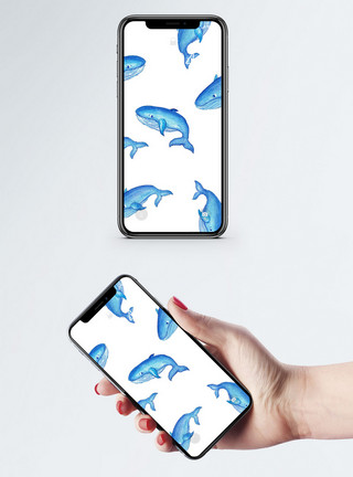 海豚水彩海豚背景手机壁纸模板