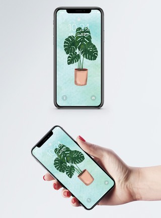 绿叶植物盆栽盆栽手机壁纸模板