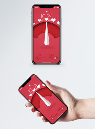 高清素材剪纸红爱心手机壁纸模板