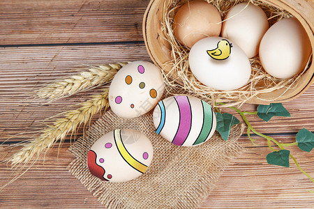 复活节彩蛋小鸡蛋创意摄影插画图片