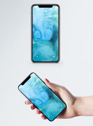 蓝色液体滴露流体背景手机壁纸模板