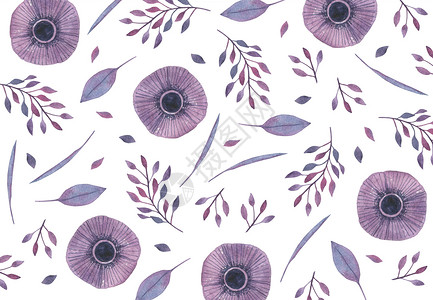 蓝紫适合图案花卉植物背景插画
