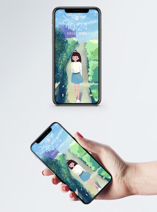 小清新郊游海报郊游女孩手机壁纸模板