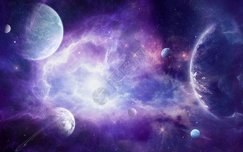 紫色漂浮桃心科幻宇宙星球设计图片