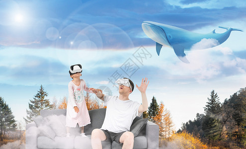 男孩与鲸鱼梦幻VR场景设计图片