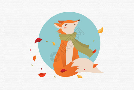 可爱小狐狸枫叶插图高清图片