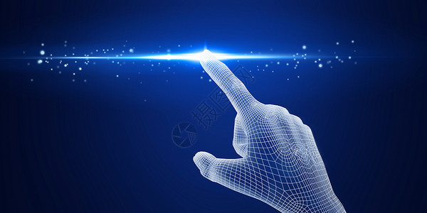 触碰手势3D线框手势触碰科技设计图片